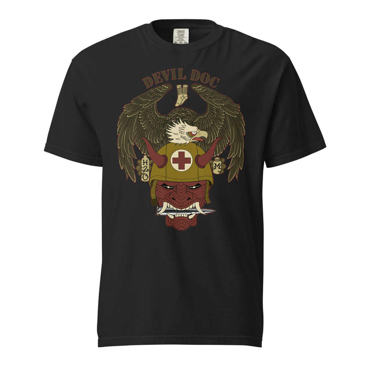 DevilDoc unisex t-shirt in black, front