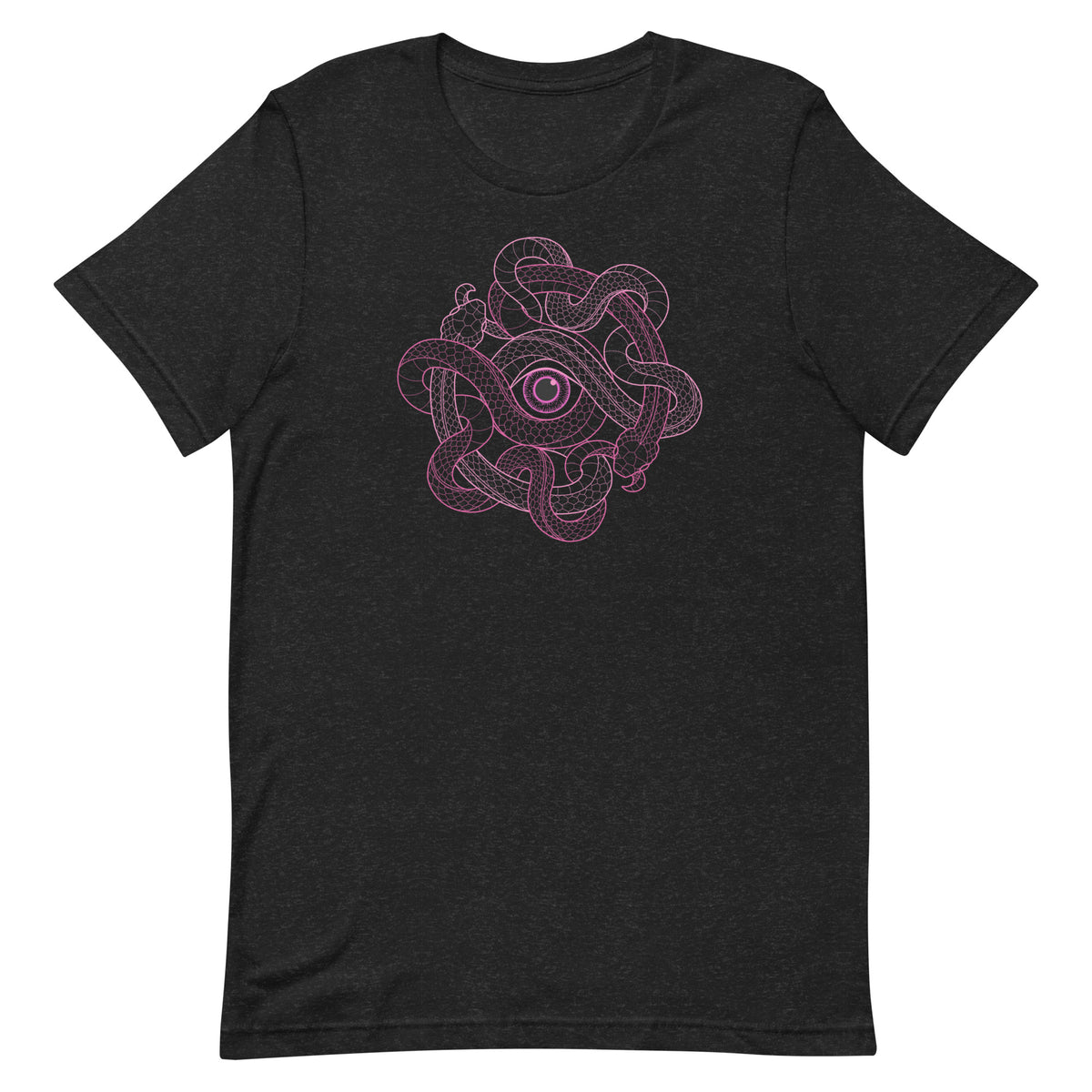Abasor pink unisex t-shirt in black heather, front