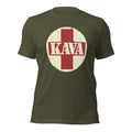 KAVA unisex tee in military green, front