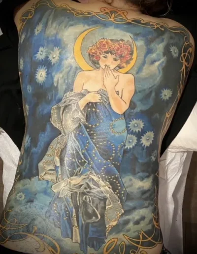Mucha's Blue Angel Tattoo by Forrest Lang